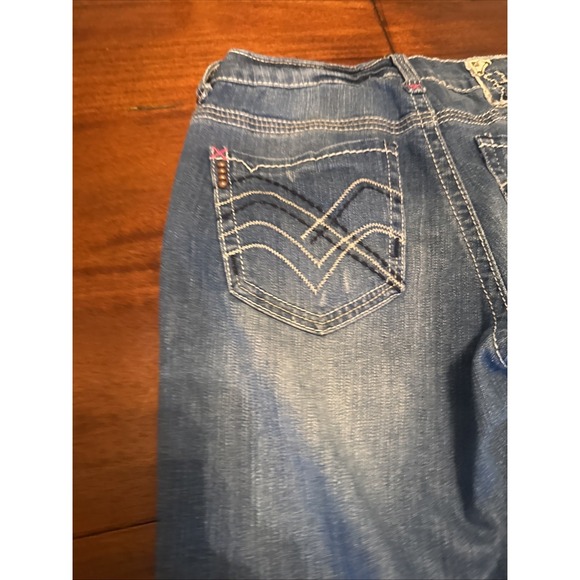 Hydraulic Distressed Jeans Women's Size 5/6 Med Wash Bootcut Embroidered Pockets - Picture 11 of 11